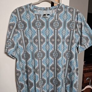 Aztec Pattern Blue and Gray Men's Shirt